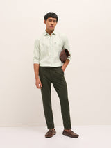 Men's Green Formal Striped Regular Fit Full Sleeves Shirt