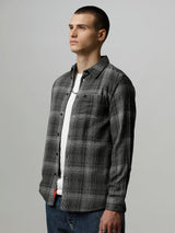 Men's Grey Casual Checked Slim Fit Full Sleeves Shirt