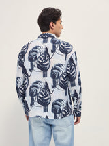 Men's Blue Casual Printed Regular Fit Full Sleeves Shirt