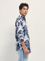 Men's Blue Casual Printed Regular Fit Full Sleeves Shirt