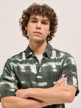 Men's Green Casual Regular Fit Printed Half Sleeves Shirt