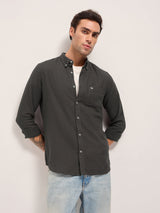 Men's Grey Casual Solid Slim Fit Full Sleeves Shirt
