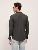 Men's Grey Casual Solid Slim Fit Full Sleeves Shirt
