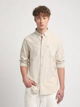 Men's Beige Casual Solid Slim Fit Full Sleeves Shirt