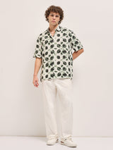 Men's Green Casual Regular Fit Printed Half Sleeves Shirt