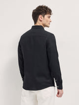 Men's Black Casual Slim Fit Solid Full Sleeves Shirt
