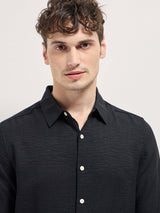 Men's Black Casual Slim Fit Solid Full Sleeves Shirt