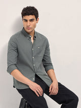 Men's Grey Casual Slim Fit Solid Full Sleeves Shirt