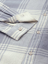 Men's Blue Casual Checked Slim Fit Full Sleeves Shirt