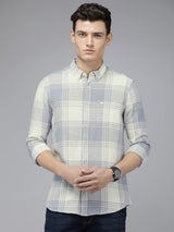 Men's Blue Casual Checked Slim Fit Full Sleeves Shirt