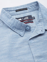 Men's Blue Casual Solid Slim Fit Full Sleeves Shirt