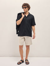 Men's Black Self Design Regular Fit Casual Shirt