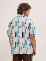 Men's White Casual Regular Fit Printed Half Sleeves Shirt