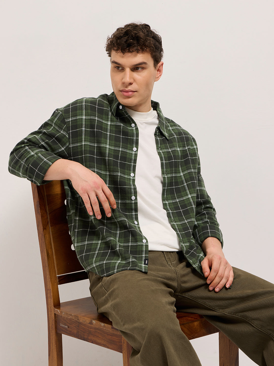 Men's Casual Regular Fit Checked Full Sleeves Shirt