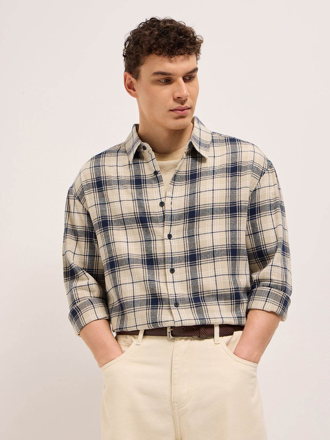 Men's Casual Regular Fit Checked Full Sleeves Shirt