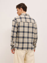 Men's Beige Casual Checked Regular Fit Full Sleeves Shirt