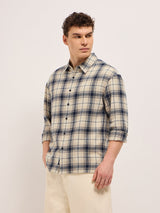 Men's Beige Casual Checked Regular Fit Full Sleeves Shirt