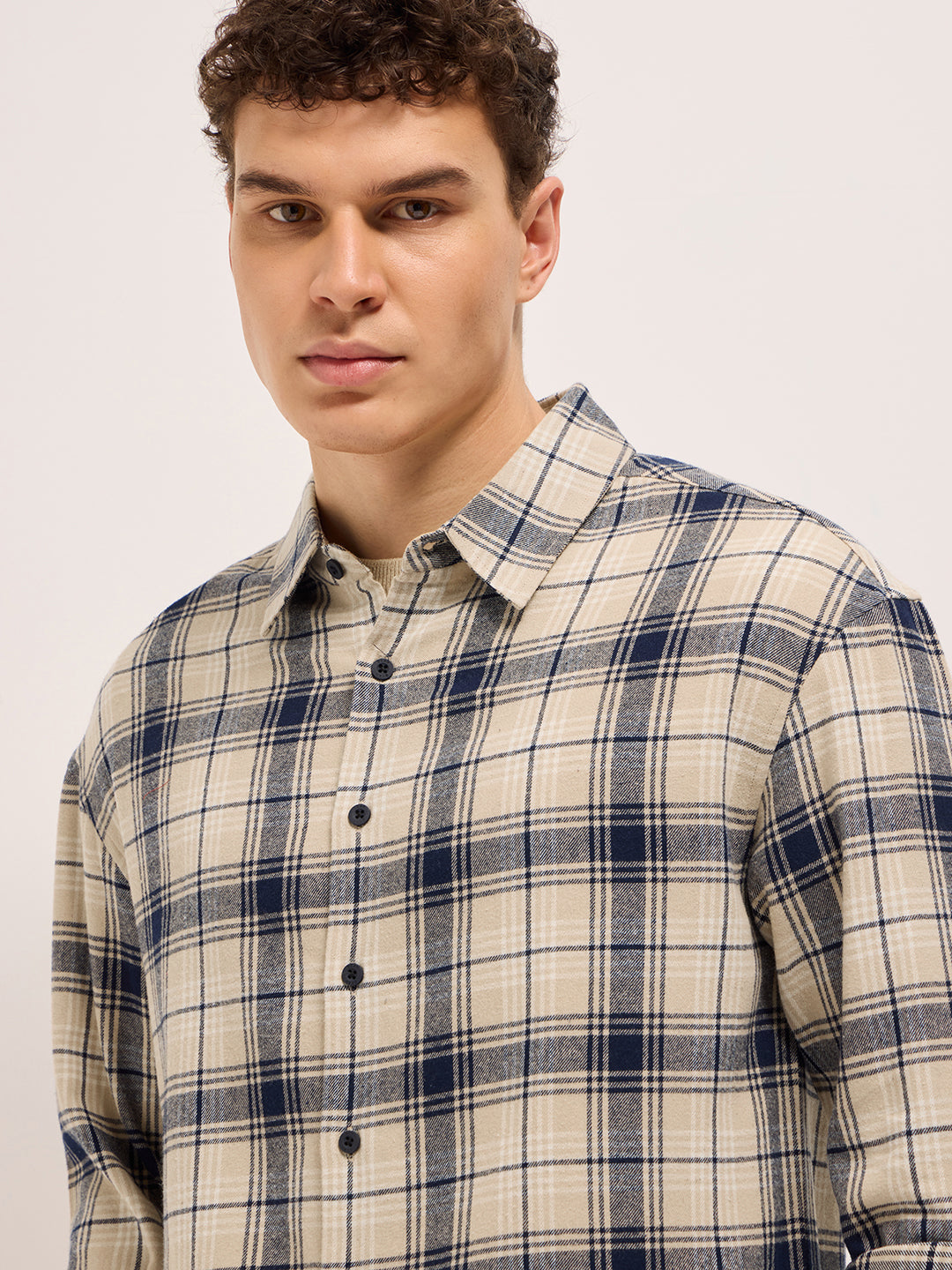 Men's Casual Regular Fit Checked Full Sleeves Shirt