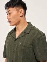 Men's Green Casual Regular Fit Striped Half Sleeves Shirt