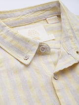 Men's Yellow Casual Striped Slim Fit Full Sleeves Shirt
