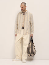 Men's Beige Casual Slim Fit Solid Full Sleeves Shirt