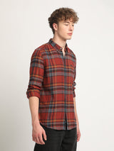 Men's Red Casual Checked Slim Fit Full Sleeves Shirt