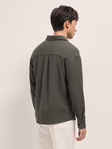 Men's Brown Casual Textured Regular Fit Full Sleeves Shirt