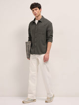 Men's Brown Casual Textured Regular Fit Full Sleeves Shirt