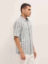Men's Green Casual Regular Fit Printed Half Sleeves Shirt