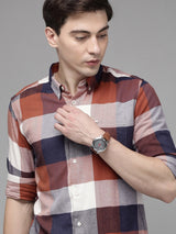 Men's Multicolor Casual Checked Slim Fit Full Sleeves Shirt
