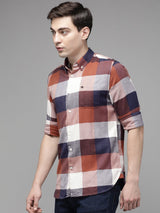 Men's Multicolor Casual Checked Slim Fit Full Sleeves Shirt