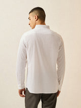 Men's White Casual Slim Fit Solid Full Sleeves Shirt