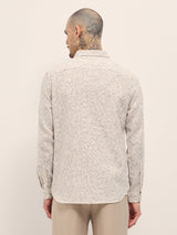 Men's Beige Casual Slim Fit Printed Full Sleeves Shirt