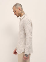 Men's Beige Casual Slim Fit Printed Full Sleeves Shirt