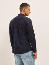 Men's Blue Casual Slim Fit Checked Full Sleeves Shirt