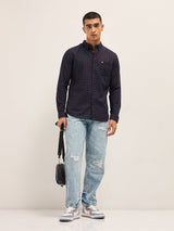 Men's Blue Casual Slim Fit Checked Full Sleeves Shirt