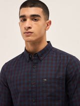 Men's Blue Casual Slim Fit Checked Full Sleeves Shirt