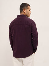 Men's Maroon Casual Regular Fit Solid Full Sleeves Shirt