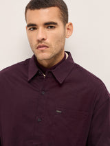 Men's Maroon Casual Regular Fit Solid Full Sleeves Shirt