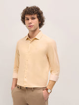 Men's Beige Formal Tapered fit Solid Full Sleeves Shirt