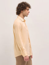 Men's Beige Formal Tapered fit Solid Full Sleeves Shirt