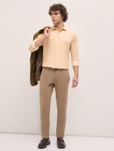 Men's Beige Formal Tapered fit Solid Full Sleeves Shirt