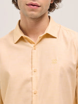 Men's Beige Formal Tapered fit Solid Full Sleeves Shirt