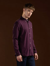 Men's Maroon Casual Slim Fit Solid Full Sleeves Shirt