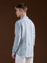 Men's Blue Casual Slim Fit Striped Full Sleeves Shirt