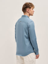 Men's Blue Casual Slim Fit Solid Full Sleeves Shirt