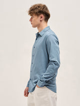 Men's Blue Casual Slim Fit Solid Full Sleeves Shirt