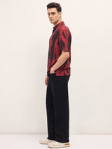 Men's Red Casual Regular Fit Printed Half Sleeves Shirt