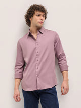 Men's Purple Casual Slim Fit Solid Full Sleeves Shirt