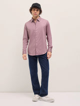 Men's Purple Casual Slim Fit Solid Full Sleeves Shirt